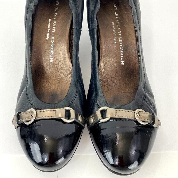 AGL Pumps 41 Attilio Giusti Leombruni Luxury Shoes Genuine Leather 9.5 Cap Toe - Picture 9 of 10